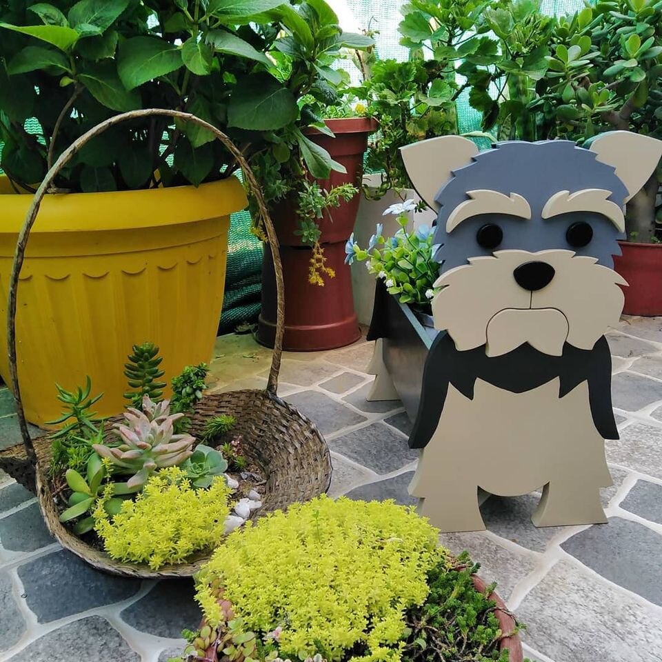 Adorable Dog Figurine Garden Planter