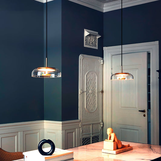 Stylish Glass Hanging Light | Gold and White Shade - HappyKidMart
