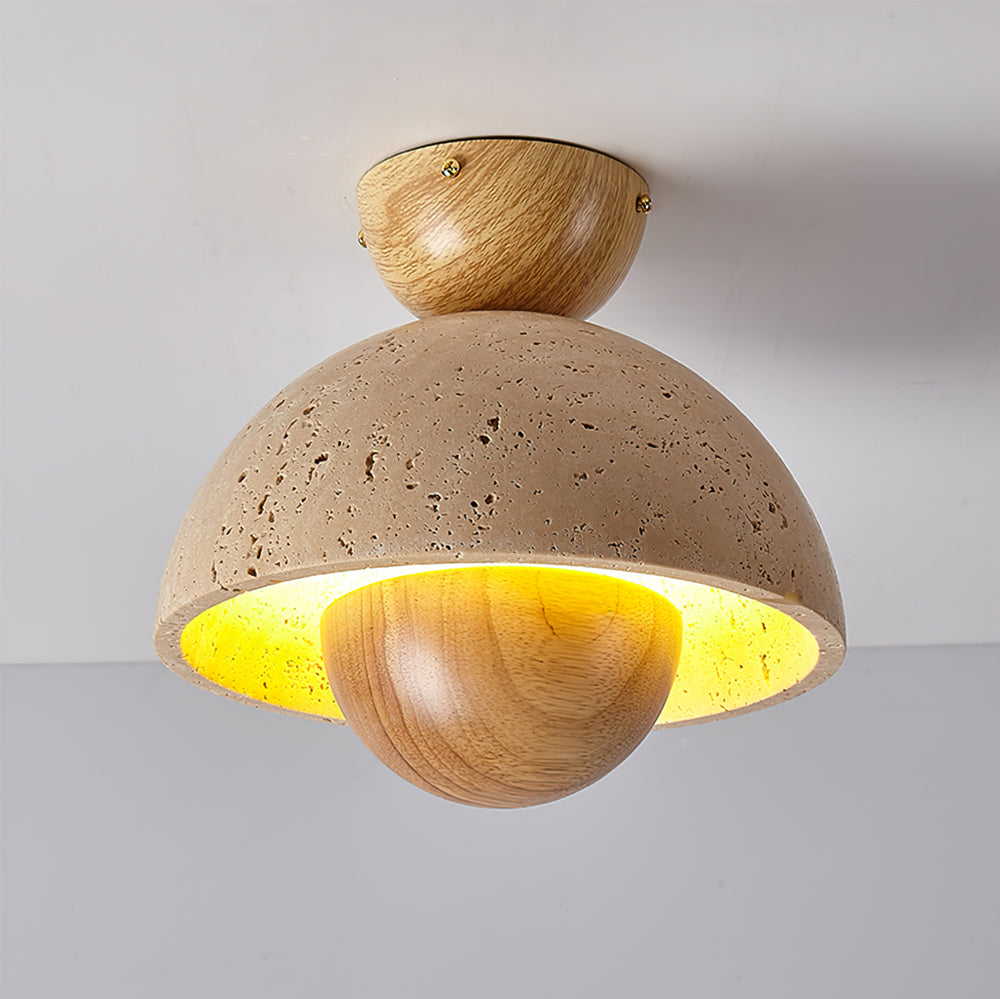 Stylish Wooden Dome Ceiling Lamp
