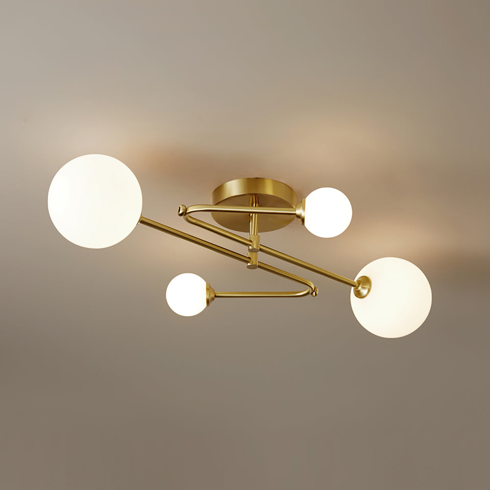 Luxury Chandelier Ceiling Lamp | Metal Arms with Glass Shades