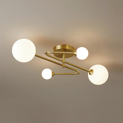Luxury Chandelier Ceiling Lamp | Metal Arms with Glass Shades