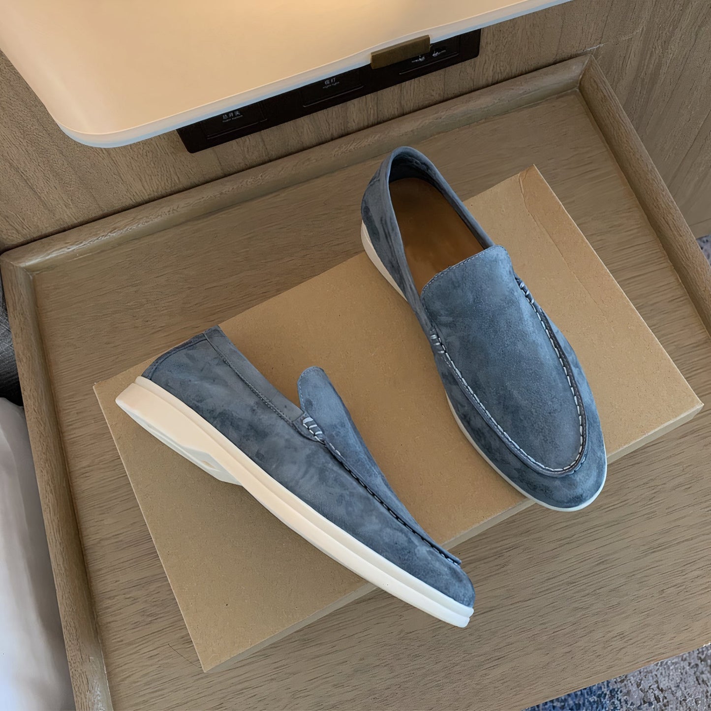 Luxury Beige Slip On Loafers