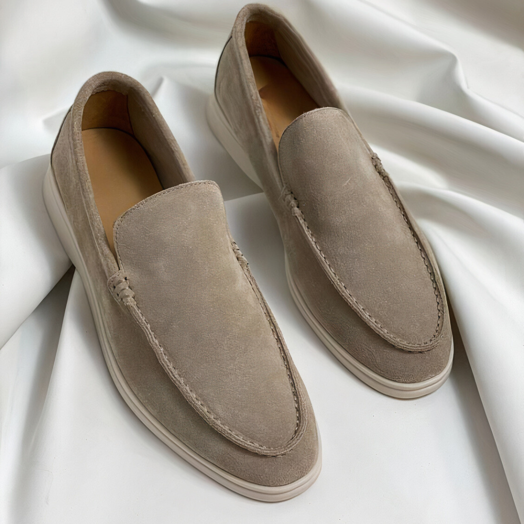 Luxury Beige Slip On Loafers - HappyKidMart