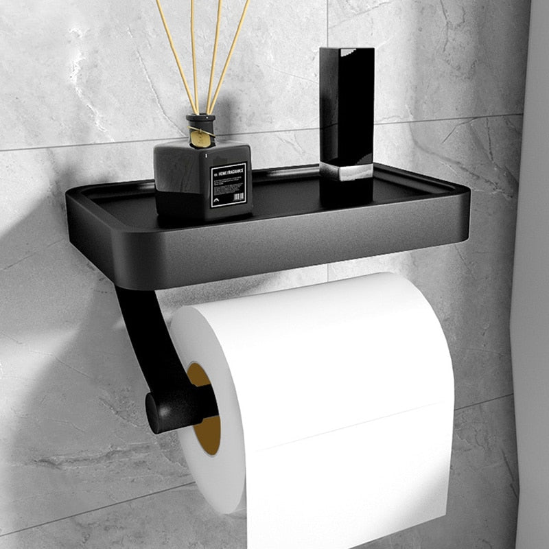 Stylish Bathroom Paper Holder with Storage Rack - HappyKidMart