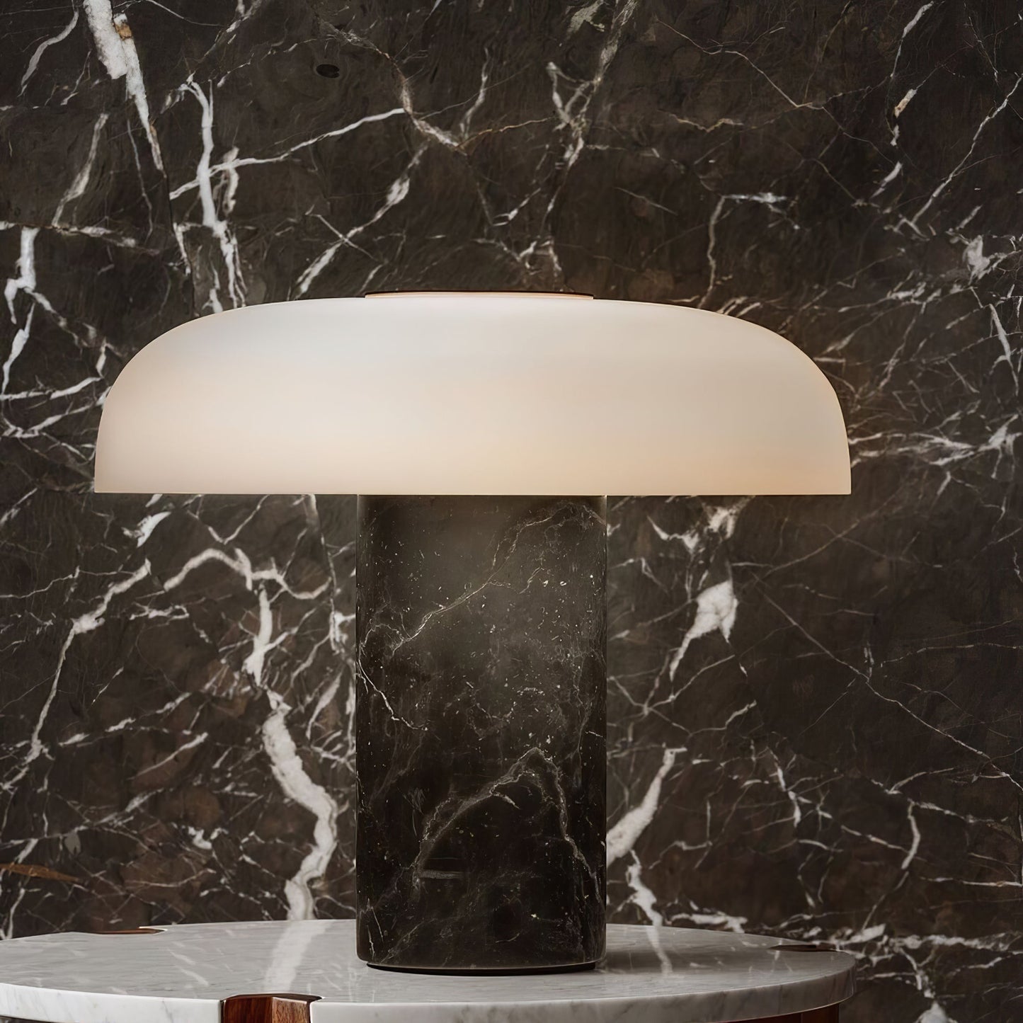 Sleek Black Glass Table Light