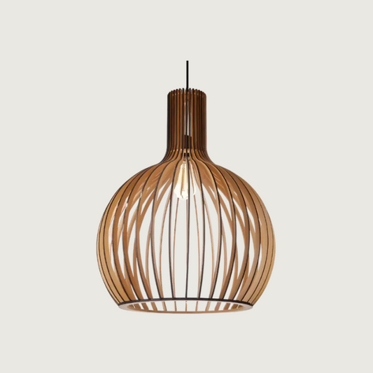 Rustic Wood Globe Pendant Light - HappyKidMart