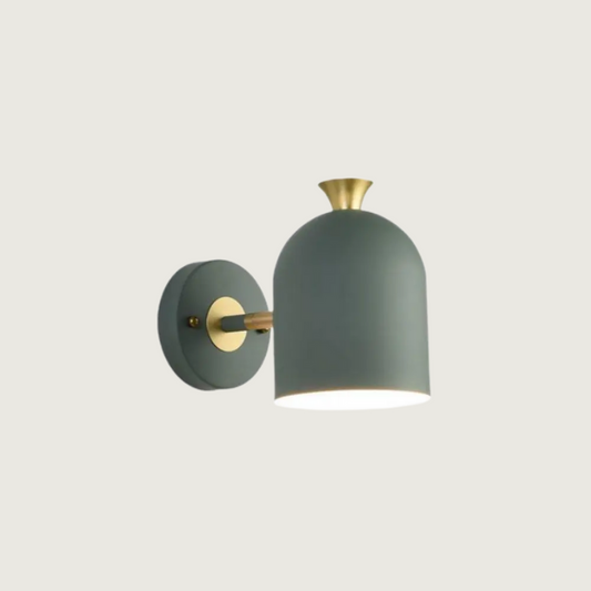 Green Metal Wall Light With Gold Detail - HappyKidMart