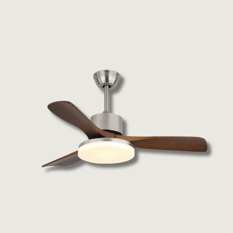 Stylish Wood Blade Ceiling Fan with LED Lighting - HappyKidMart