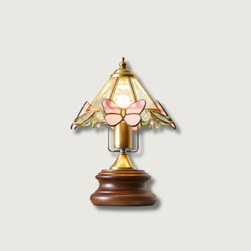 Colorful Glass Table Lamp with Floral Shade - HappyKidMart
