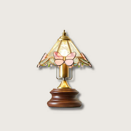 Colorful Glass Table Lamp with Floral Shade - HappyKidMart