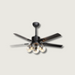 Sleek Black Ceiling Fan With Crystal Glass Shades - HappyKidMart