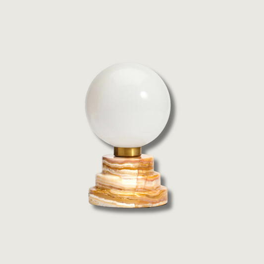 Elegant Glass Table Lamp | Round Shade With Multi Level Base - HappyKidMart