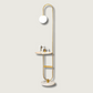 Stylish Floor Lamp with Side Table | Gold and Stone Finish - HappyKidMart