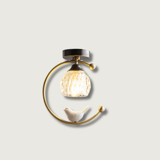 Elegant Bird Pendant Light | Metal Frame Glass Shade - HappyKidMart