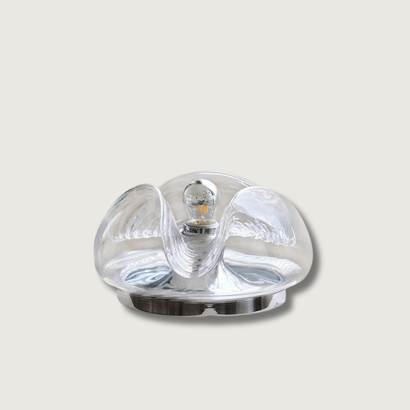 Sleek Glass Desk Lamp | Curved Chrome Metal Base - HappyKidMart