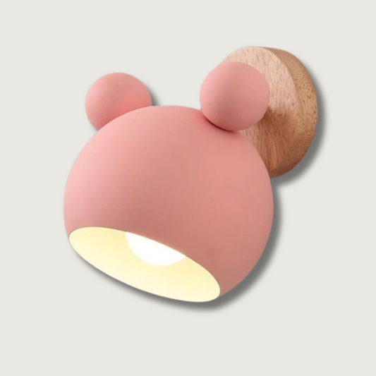 Colorful Nursery Lamp | Cute Mouse Wood Wall Light - HappyKidMart