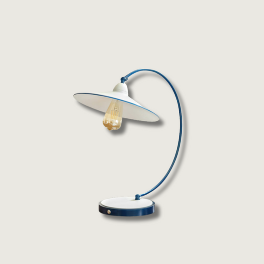 Contemporary Office Lamp with White Shade and Curved Base - HappyKidMart
