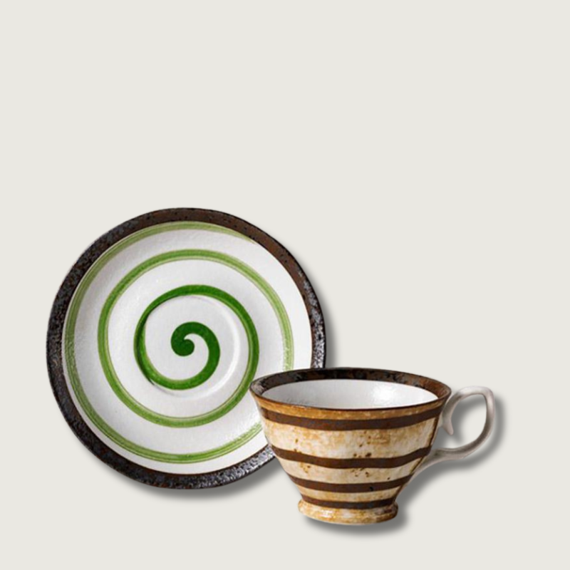 Traditional Japanese Matcha Tea Set | Ceramic Cup & Saucer - HappyKidMart