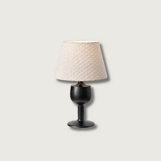 Oceanic Glass Table Lamp | Dark Wooden Base - HappyKidMart
