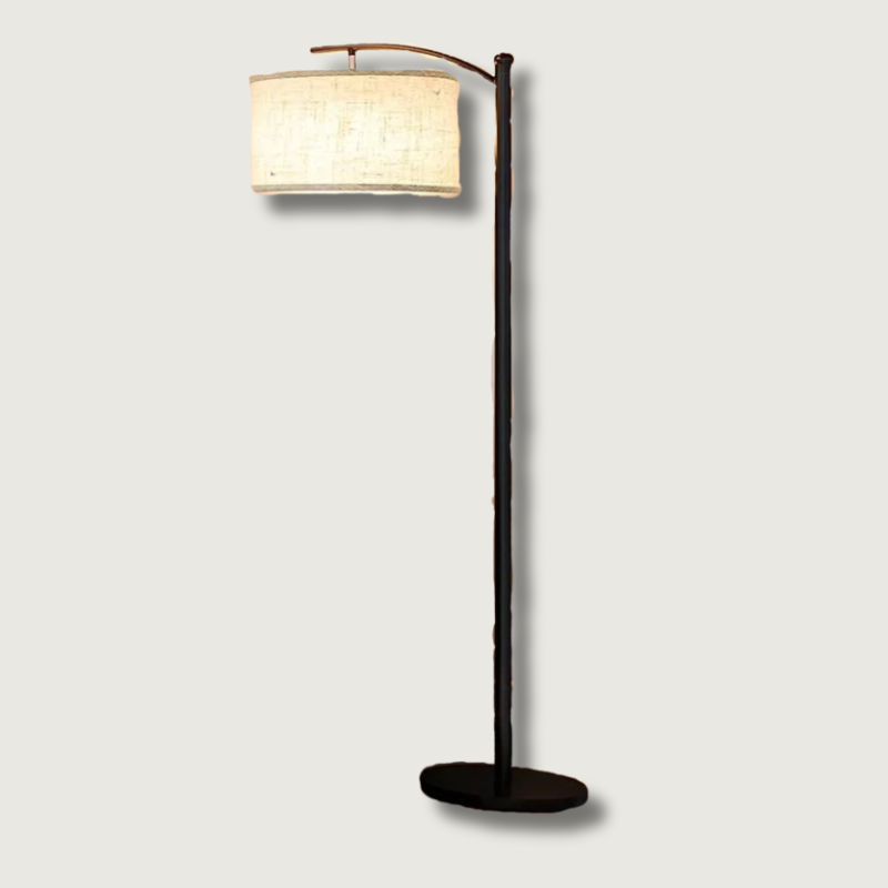 Stylish Curved Floor Lamp | White Fabric Shade - HappyKidMart