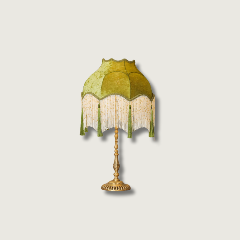 Retro Style Table Lamp Green Shade With Trim - HappyKidMart