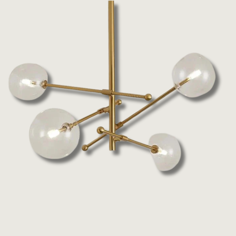 Luxurious Brass Chandelier | Glass Globe Pendant Light - HappyKidMart