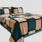 Plaid Soft Throw Blanket Teal Beige Check - HappyKidMart