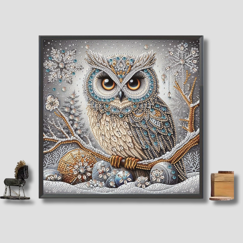 Sparkling Snowflake Diamond Painting | Owl Crystal Art - HappyKidMart