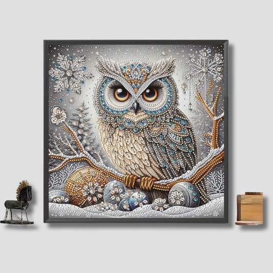 Sparkling Snowflake Diamond Painting | Owl Crystal Art - HappyKidMart
