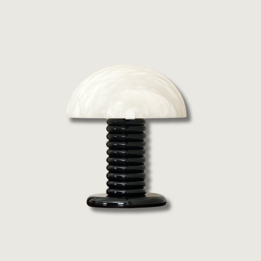 Elegant White Table Lamp | Sleek Black Base Design - HappyKidMart