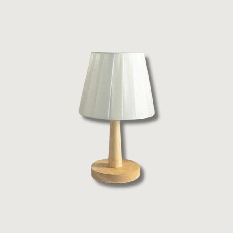 Simple Wooden Desk Lamp With White Shade - HappyKidMart