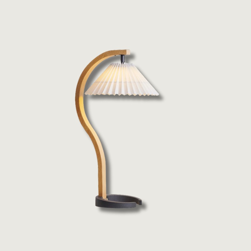 Rustic Wooden Desk Lamp with Fabric Shade - HappyKidMart
