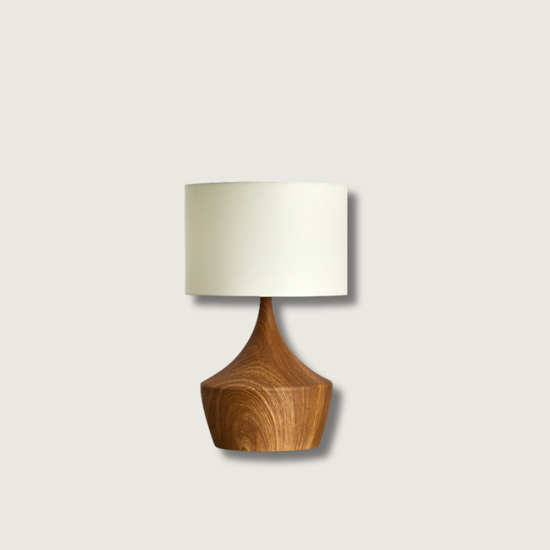 Stylish Wooden Desk Lamp With Off White Shade - HappyKidMart