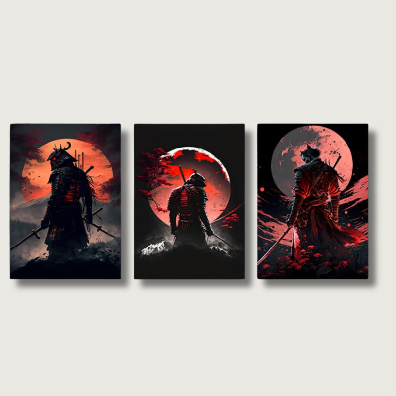 Asian Wall Art | Samurai Warrior 3 Piece Set - HappyKidMart