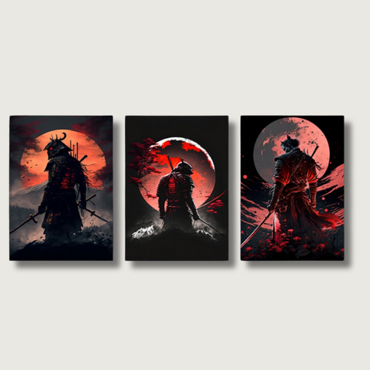 Asian Wall Art | Samurai Warrior 3 Piece Set - HappyKidMart