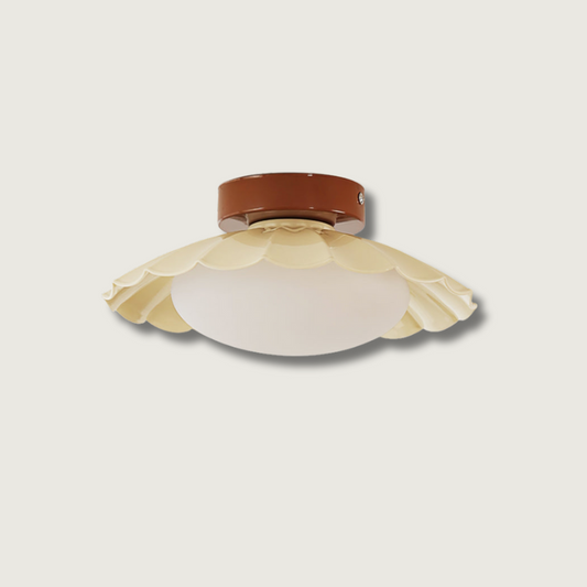 Elegant Overhead Lamp | Floral Pattern With Wood Trim - HappyKidMart