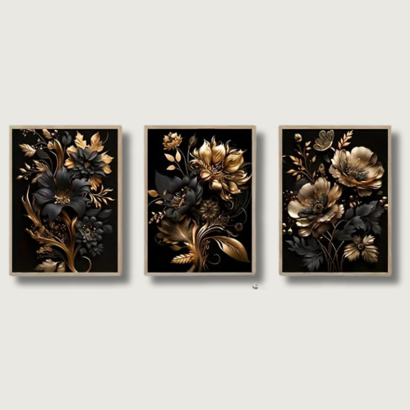 Luxury Floral Canvas Wall Decor | 3 Piece Set - HappyKidMart