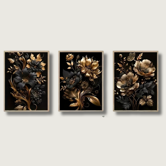 Luxury Floral Canvas Wall Decor | 3 Piece Set - HappyKidMart