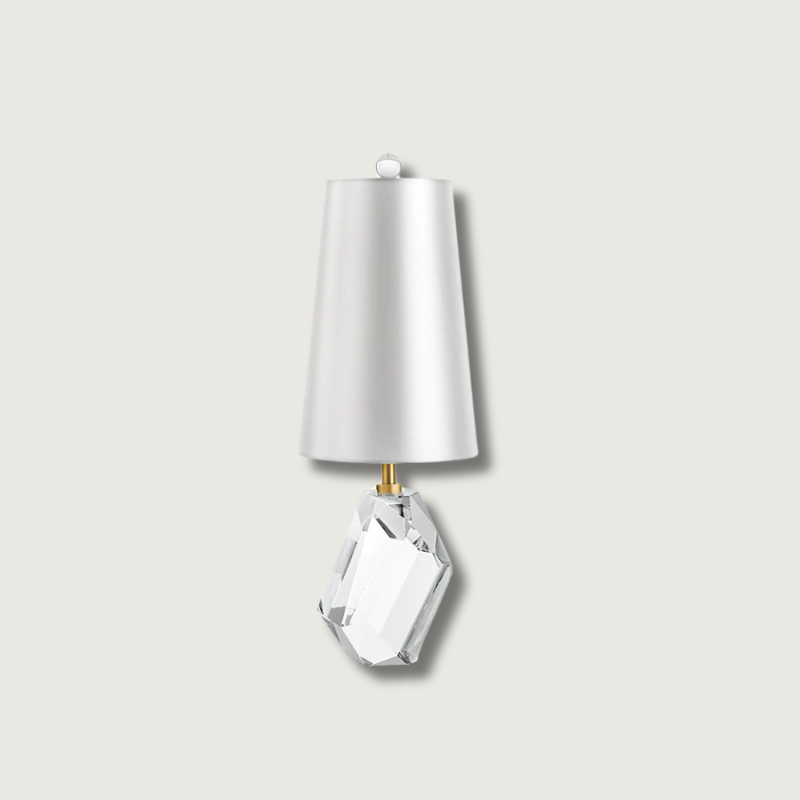 Glass Table Lamp with White Shade and Metal Base - HappyKidMart