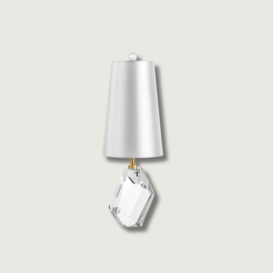 Glass Table Lamp with White Shade and Metal Base - HappyKidMart