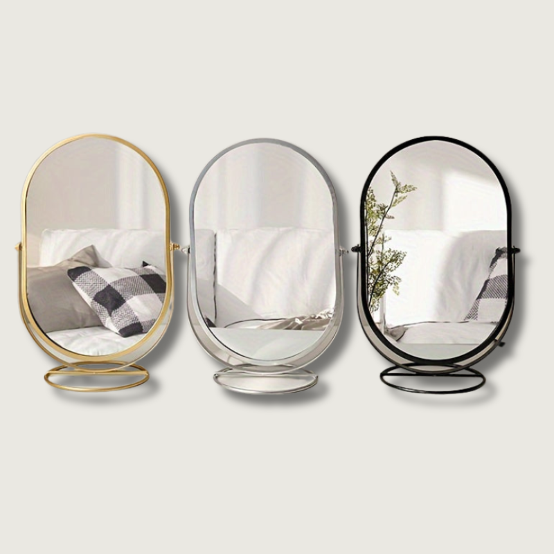 Adjustable Oval Makeup Mirror with Metal Frame - HappyKidMart