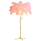 Soft Pink Feather Floor Lamp Gold Base