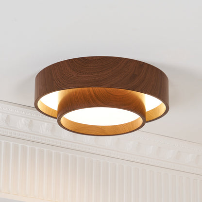 Stylish LED Ceiling Lamp | Brown Wooden Ring Shade