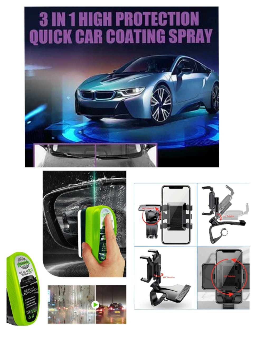 Premium Auto Detailing Set with Ceramic Wax & Glass Cleaner - HappyKidMart