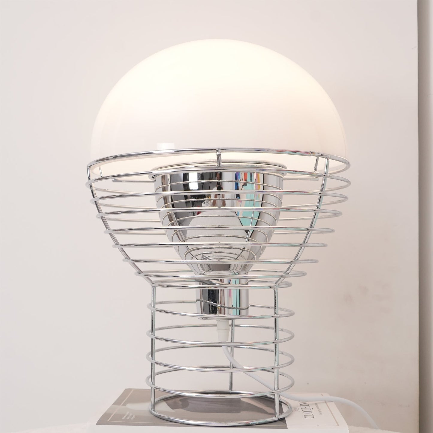 Sleek Metal Desk Lamp | Silver Base White Shade