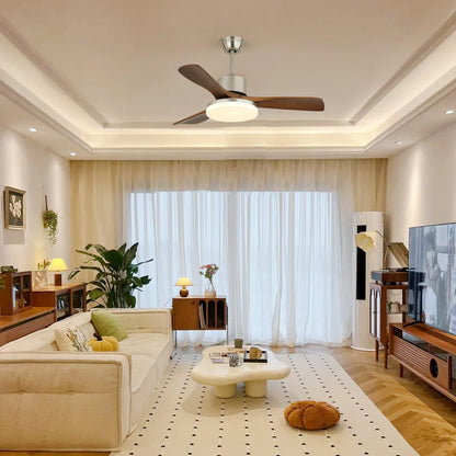 Stylish Wood Blade Ceiling Fan with LED Lighting