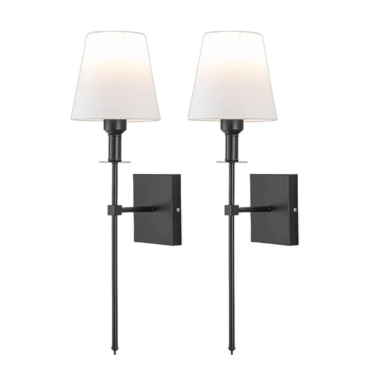 Stylish Black Wall Light With White Glass Shade