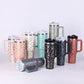 Leopard Print Thermal Coffee Mug with Lid and Straw - HappyKidMart
