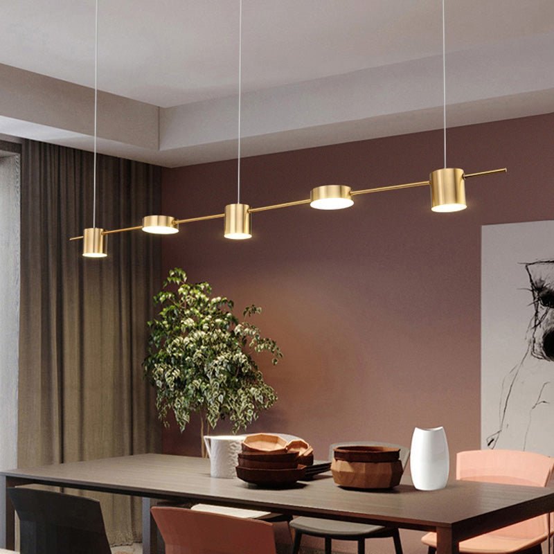 Sleek LED Hanging Light | Adjustable Gold Tone Fixture