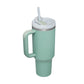 Leopard Print Thermal Coffee Mug with Lid and Straw